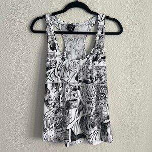 Alexander Mcqueen black & white manga print racerback tank, M